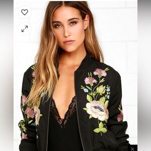 Glamorous Floral Embroidered Bomber Jacket